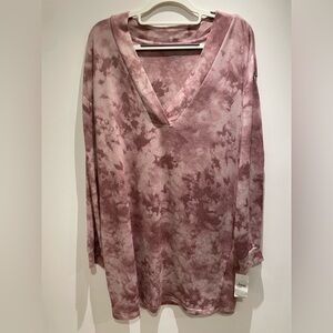 Jenni Mauve Tie-Dye V-Neck Pajama Top